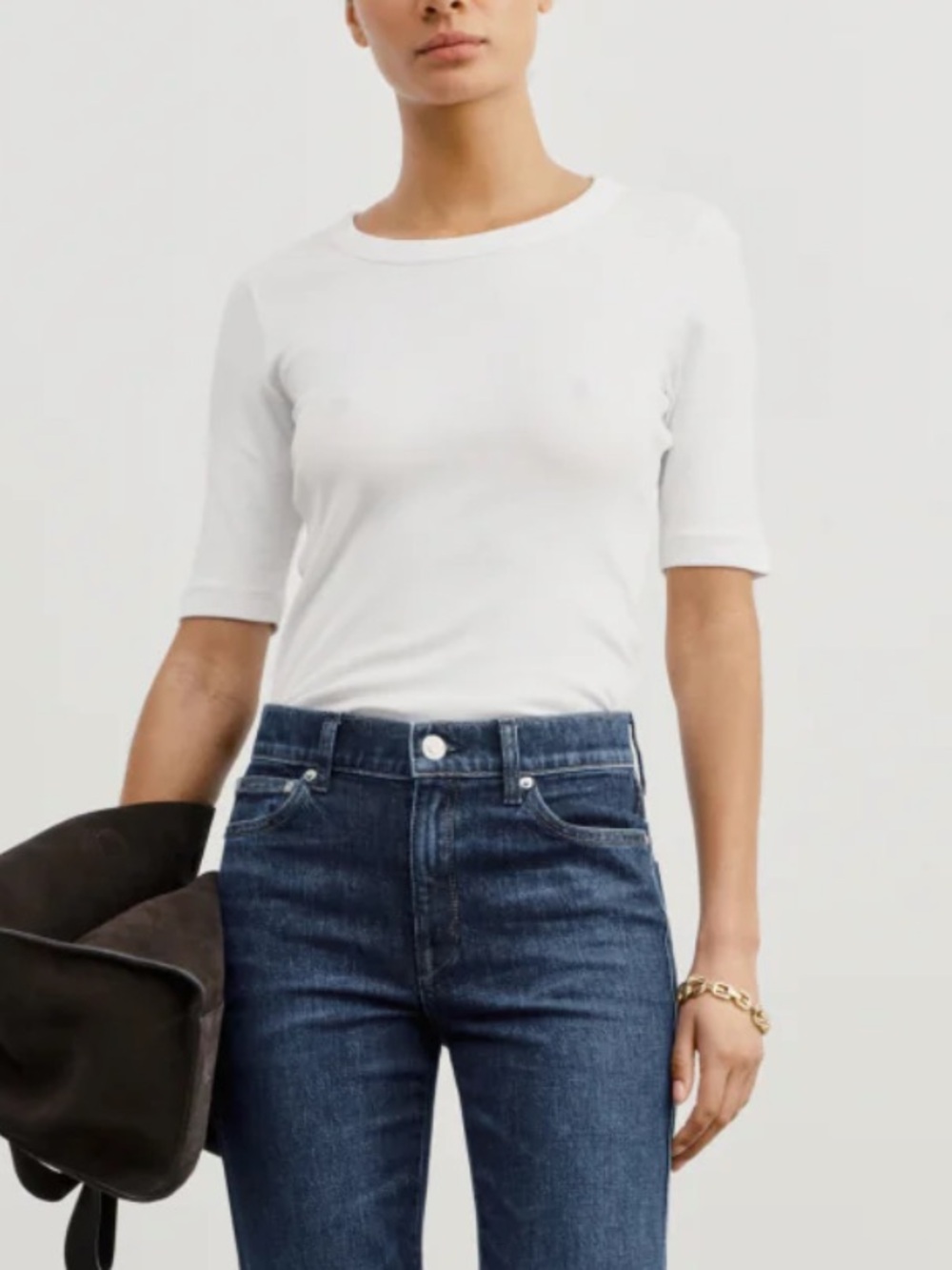 AYR White Ribbed Short Sleeve Tee XS